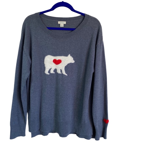 Sundance Sweaters - Sundance Mighty Polar Sweater Polar Bear Heart in Blue/Gray Size Medium
